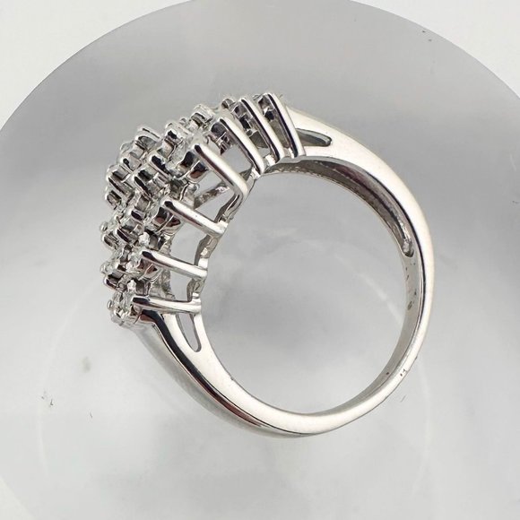 Beautiful 1/2 Carat Natural Diamond Cluster Ring in Sterling Silver - Picture 14 of 16